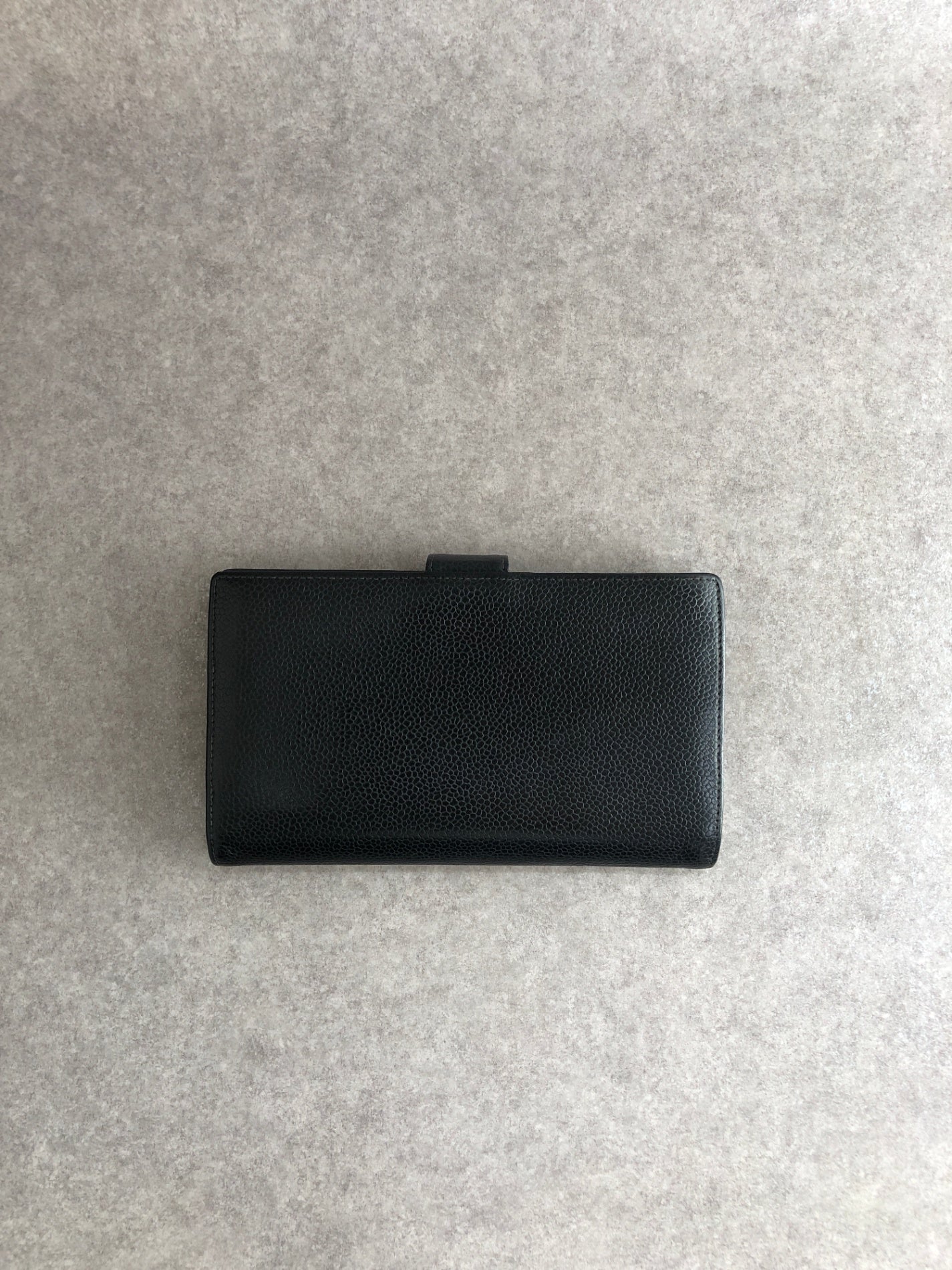 CHANEL Coco Mark Long Wallet Folded Wallet Black Vintage nd3dzs