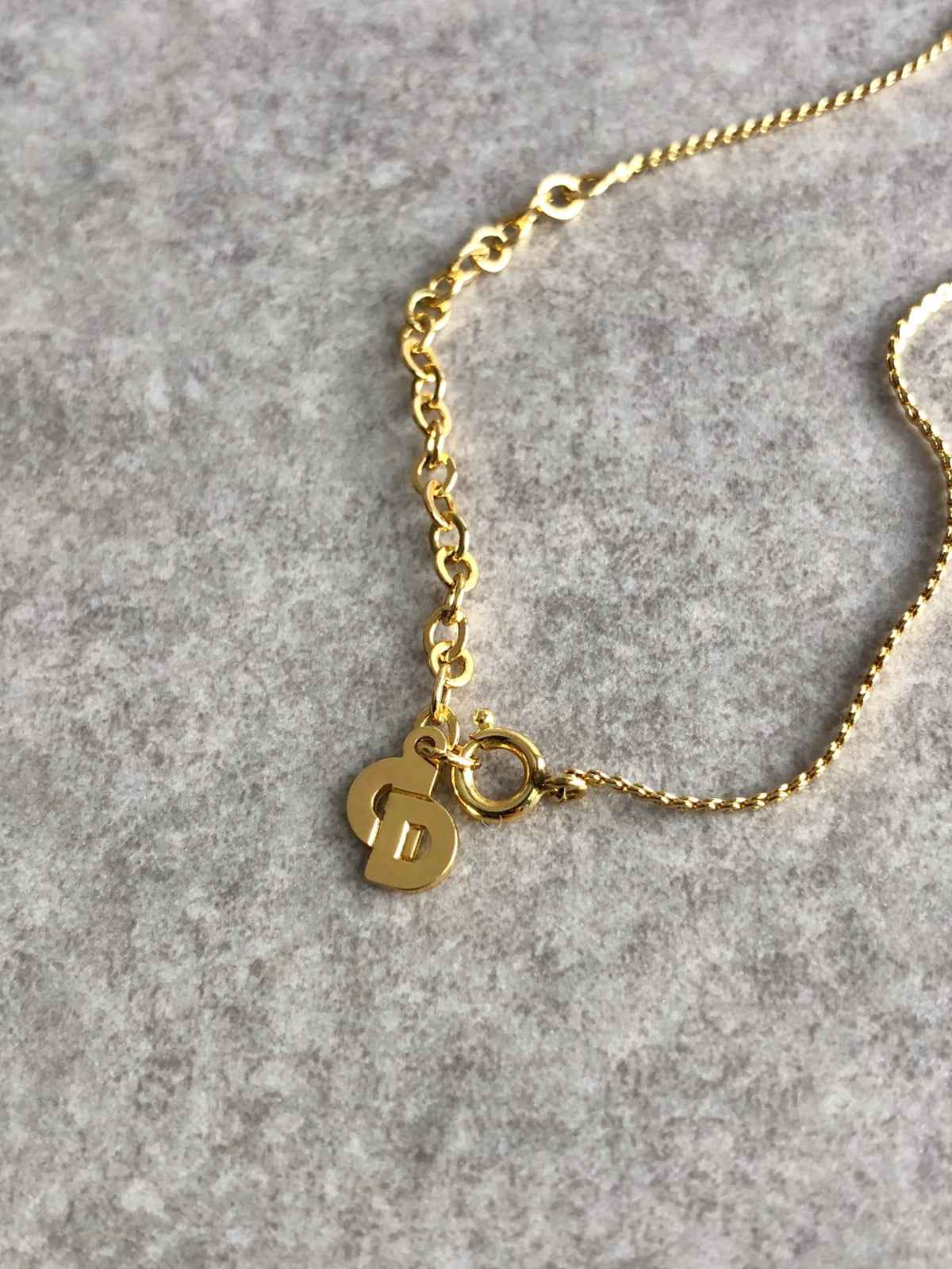 Christian Dior CD Logo Necklace Gold Vintage vppx7b
