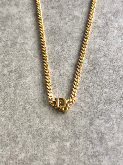 Christian Dior Logo Motif Necklace Gold Vintage f5ev78