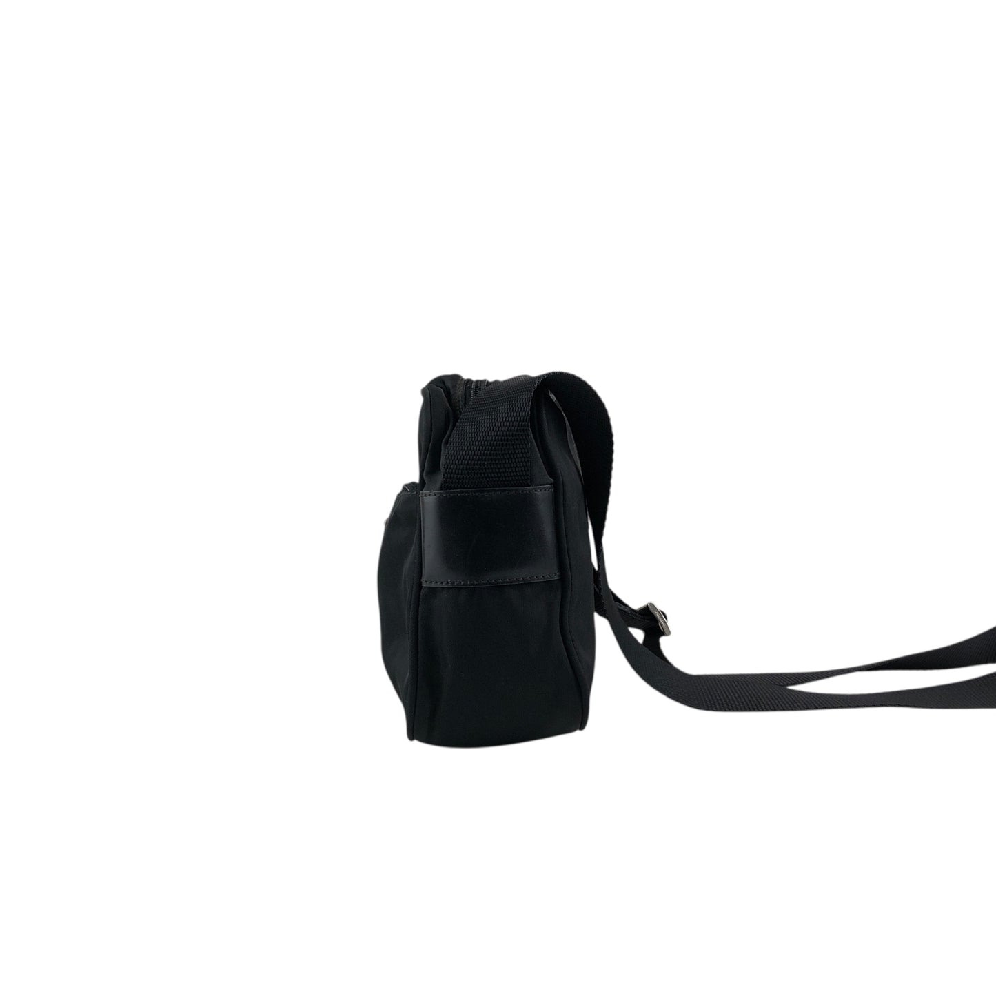 PRADA Tessuto Triangle Logo Shoulder bag Black Vintage bsftsu