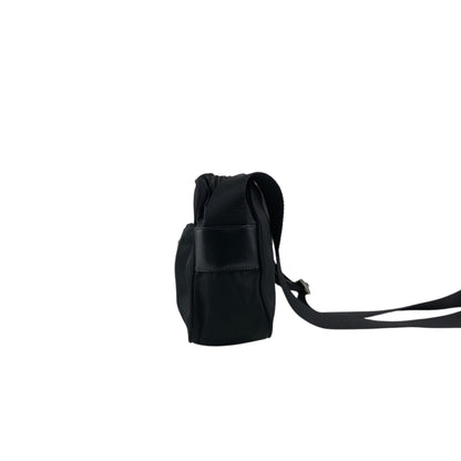 PRADA Tessuto Triangle Logo Shoulder bag Black Vintage bsftsu