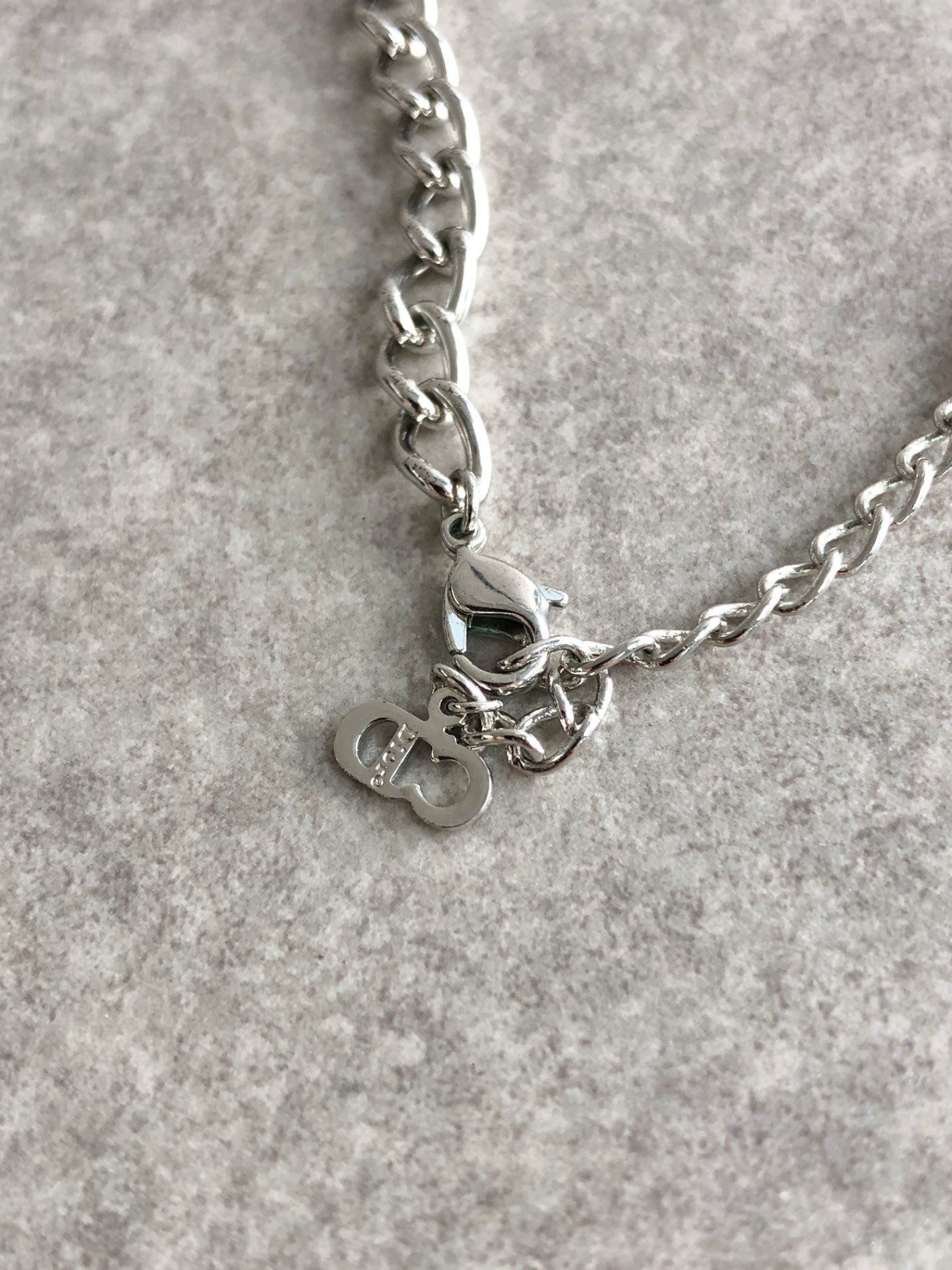 Christian Dior Logo Motif Necklace Silver Vintage nvyvs8