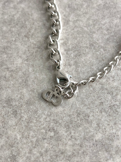 Christian Dior Logo Motif Necklace Silver Vintage nvyvs8