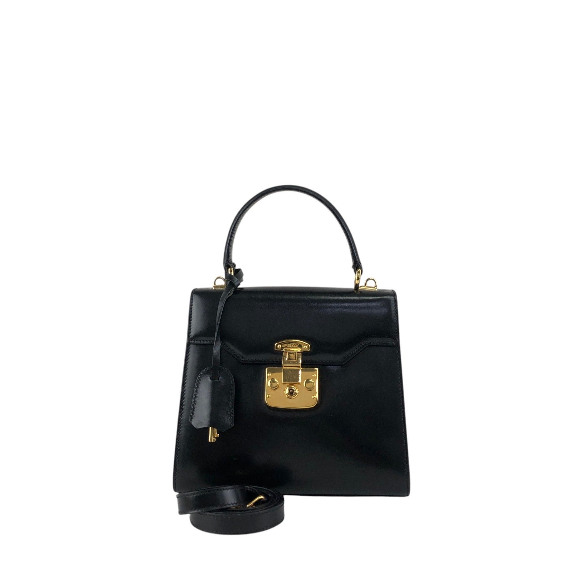 GUCCI Lady Lock Two-wayHandbag Shoulder bag Black Vintage uiedgd