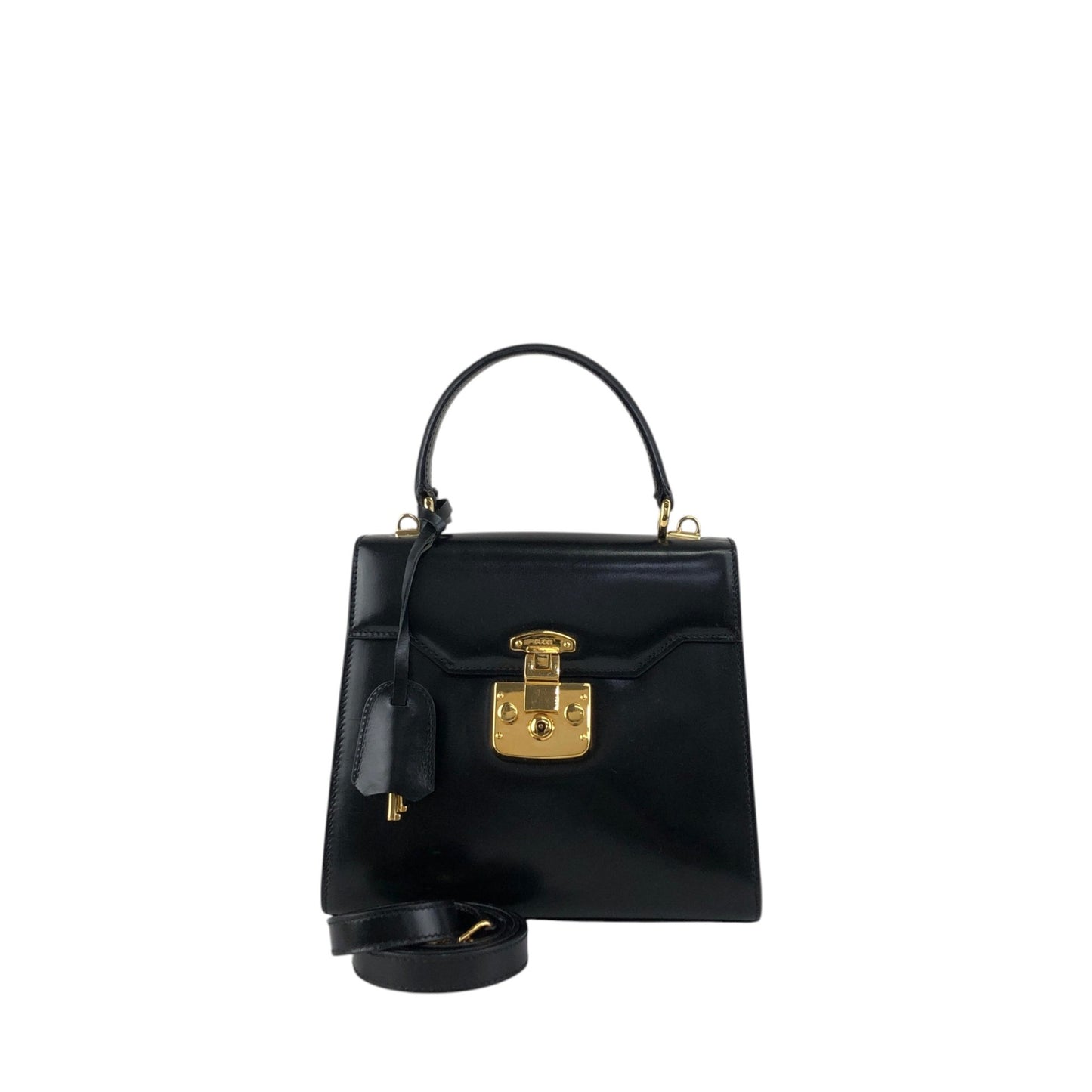 GUCCI Lady Lock Two-wayHandbag Shoulder bag Black Vintage uiedgd