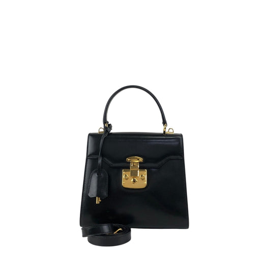 GUCCI Lady Lock Two-wayHandbag Shoulder bag Black Vintage uiedgd