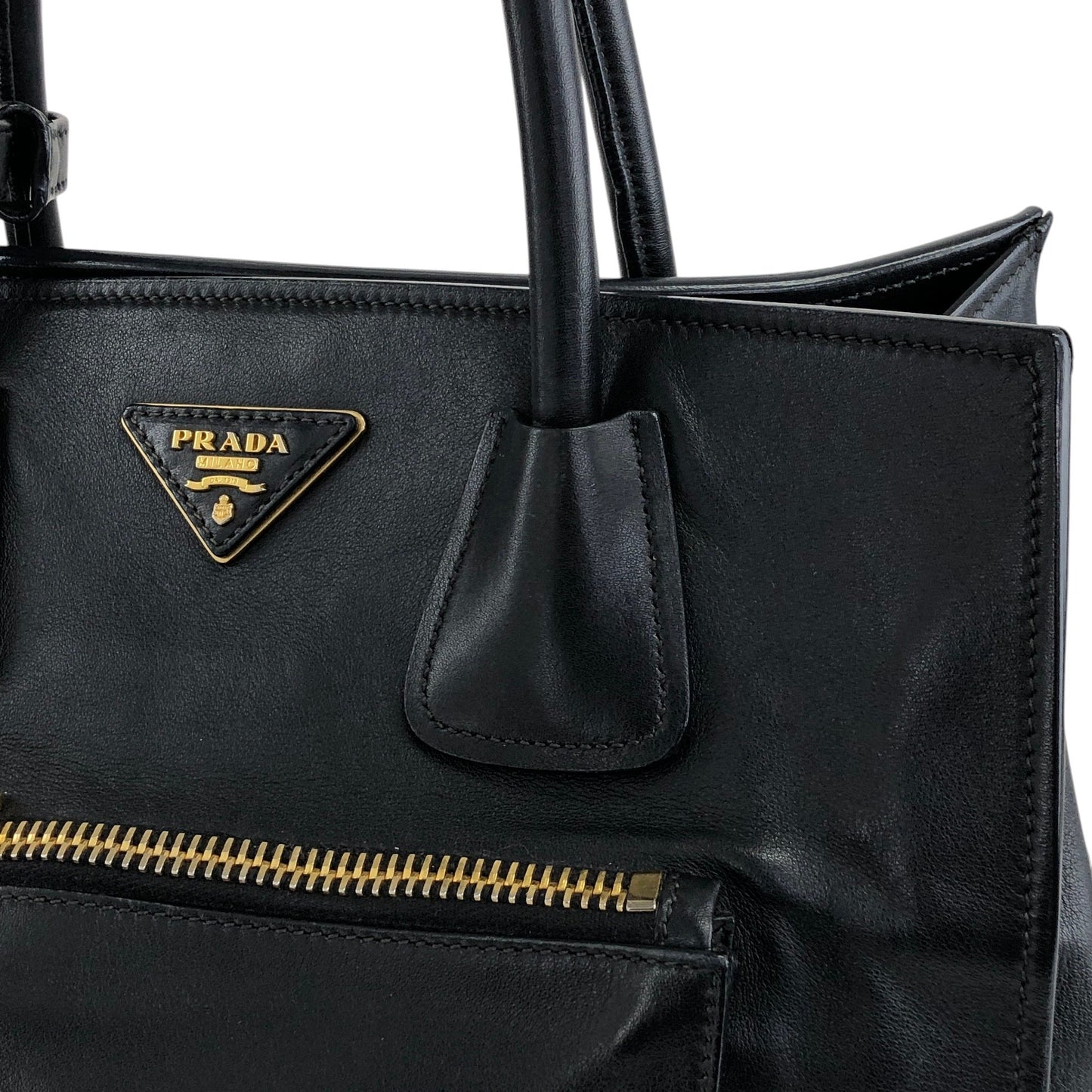 PRADA Triangle Logo Two-way Handbag Shoulder bag Black Vintage d2mxxu