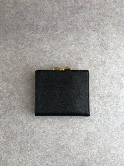 Yves Saint Laurent YSL Logo Folded Wallet Black Vintage 7ytsz4