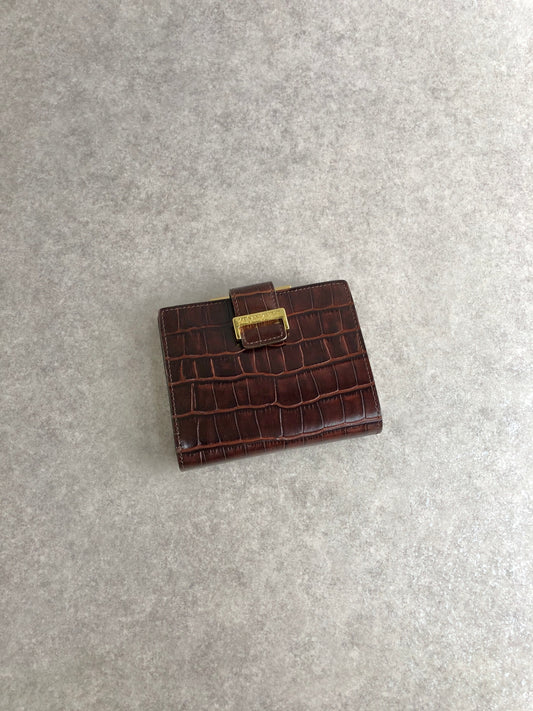 Yves Saint Laurent Logo Metal Clasp Folded Wallet Brown Vintage m5y3xv