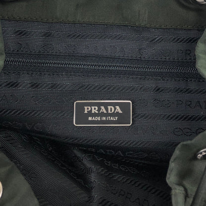 PRADA Tessuto Triangle Logo Double Pocket Backpack Black Vintage kuuttd