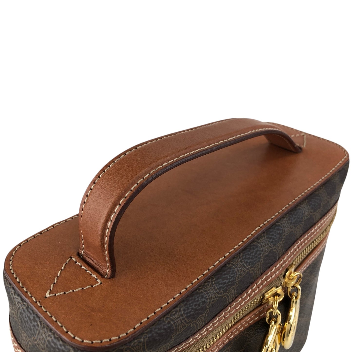 CELINE Macadam Circle Logo Charm Two-way Shoulder bag Vanity bag Brown Vintage 6zcbz5