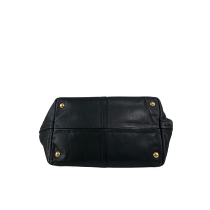 PRADA Logo Front Pocket Handbag Black Vintage gkw2r3