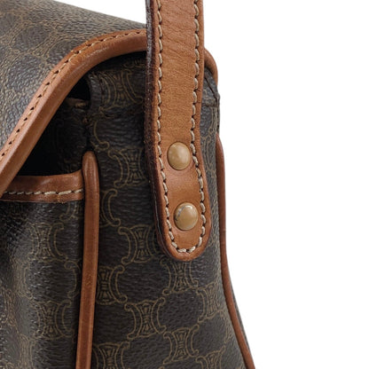 CELINE Macadam Blason Front Buckle  Shoulder bag Brown Vintage gzgnsp
