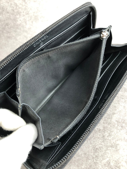 CHANEL Coco Mark Long Wallet Black Vintage cvjxwf