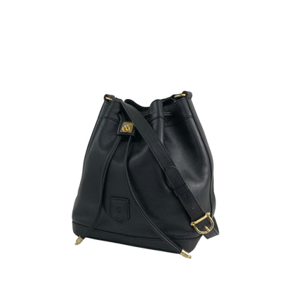 CELINE Blason Drawstring Shoulder bag Black Vintage 2vim3n
