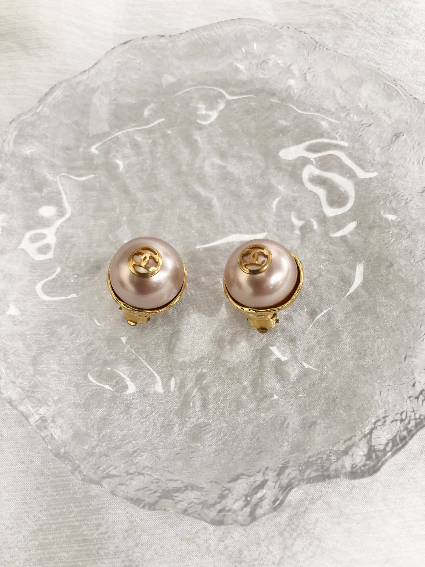 CHANEL Coco Mark Earrings Pink×Gold Vintage pveu4d