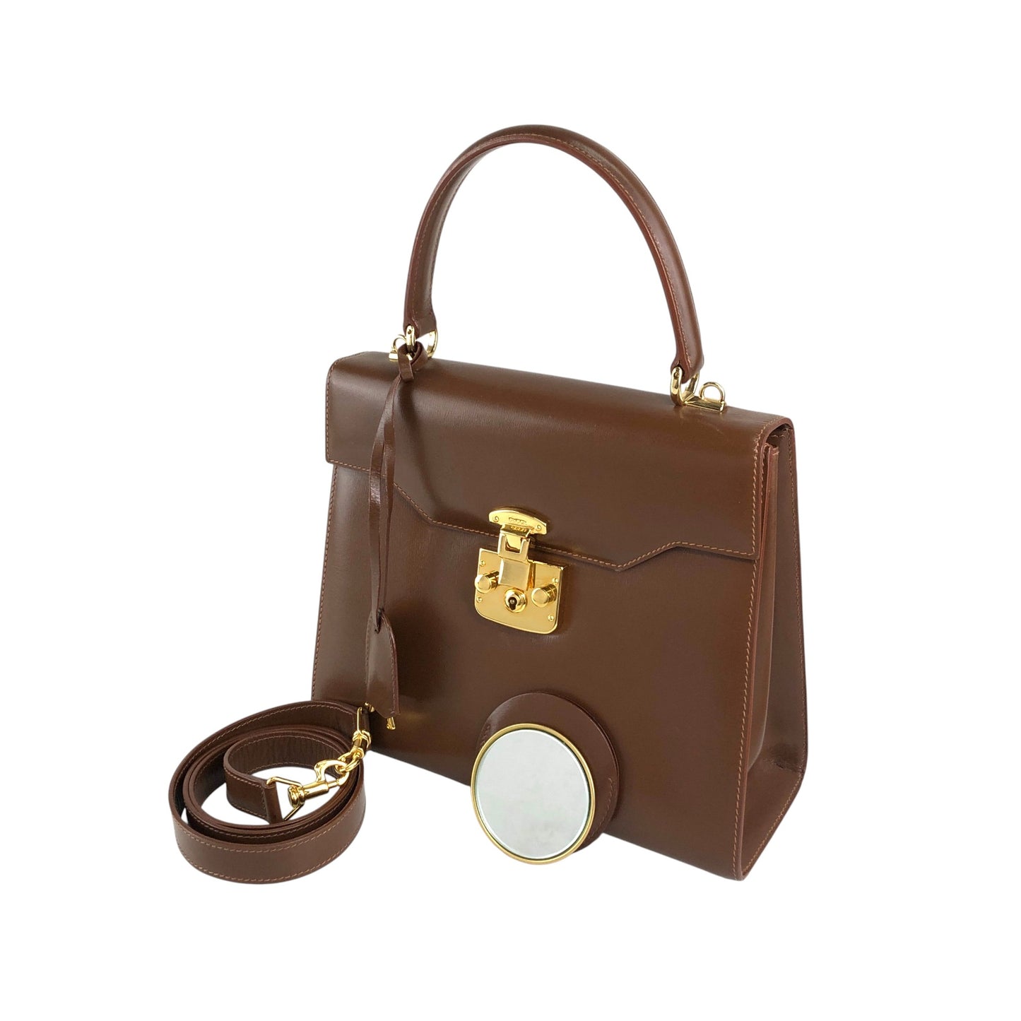 GUCCI Two-way Handbag Shoulder bag Brown Vintage icv4fg