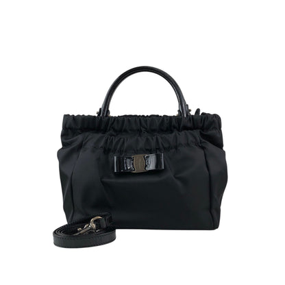 Salvatore Ferragamo Gancini Two-way Handbag Shoulder bag Black Vintage uazc8j