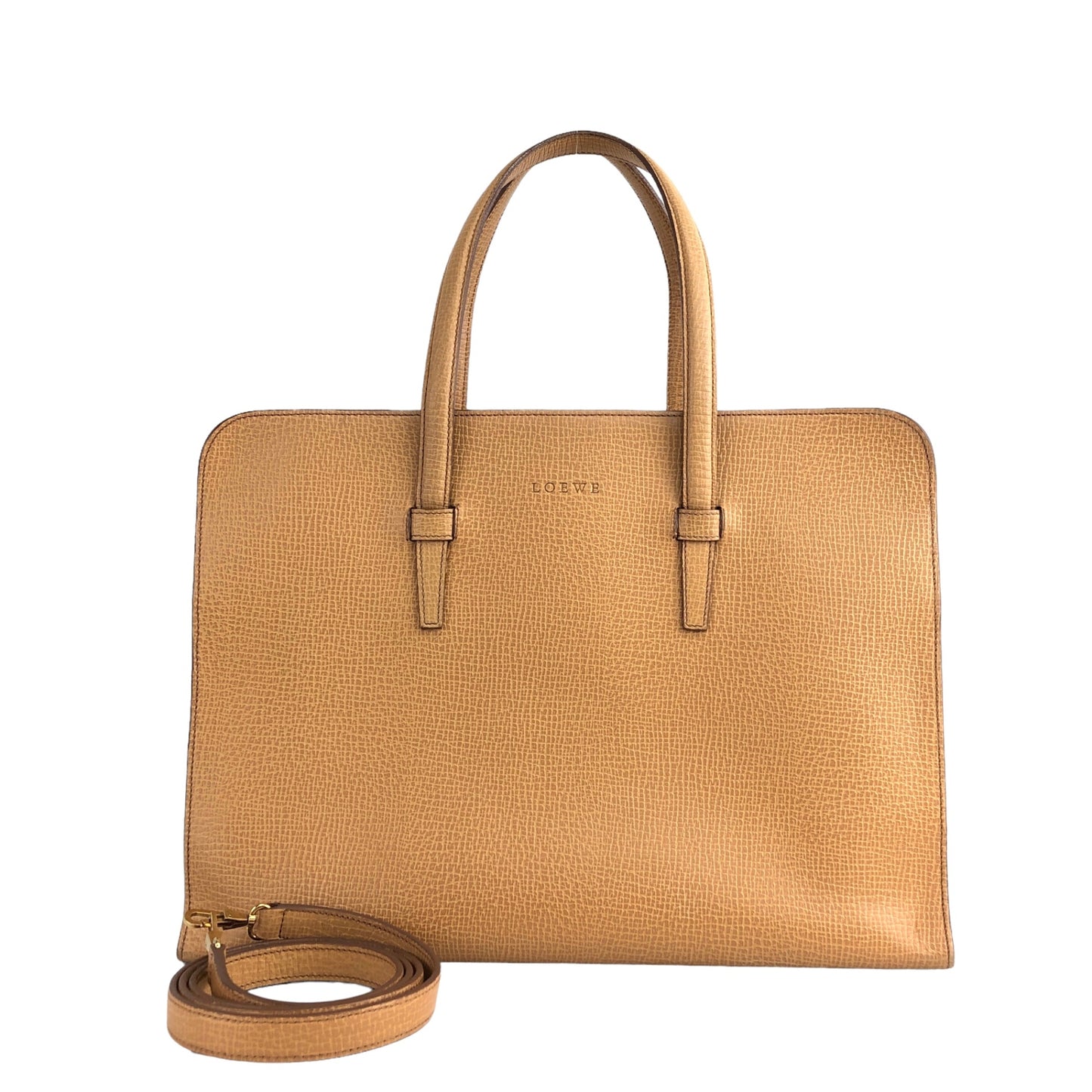 LOEWE Logo Two-way Handbag Shoulder bag Camel Vintage b8hesx