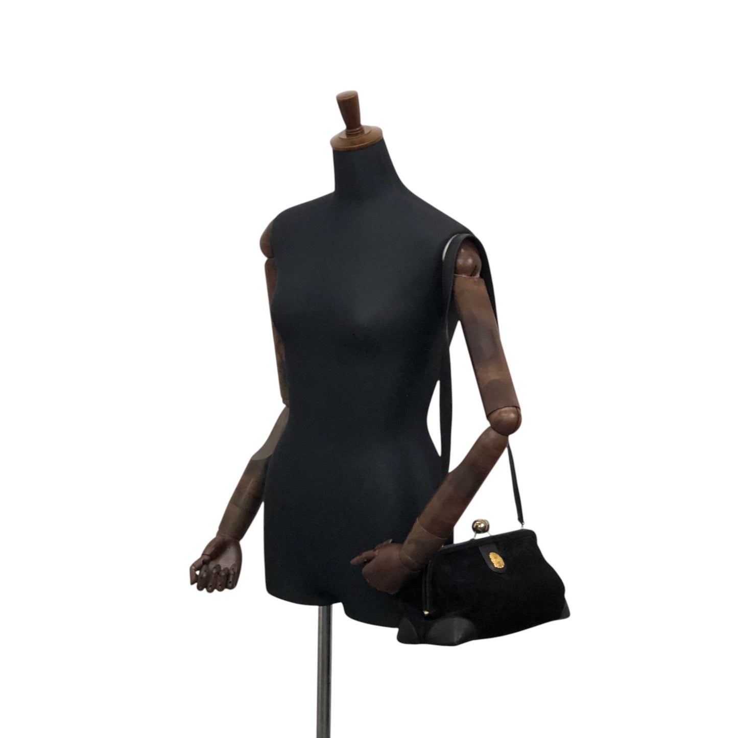 CELINE Triomphe Metal Closure Shoulder bag Black Vintage vxya2a