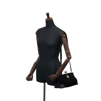 CELINE Triomphe Metal Closure Shoulder bag Black Vintage vxya2a