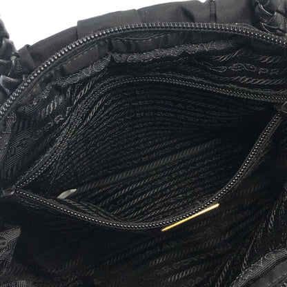 PRADA Logo Ribbon Nylon Leather Two-way Crossbody Shoulder bag Totebag Black Vintage c6kcye