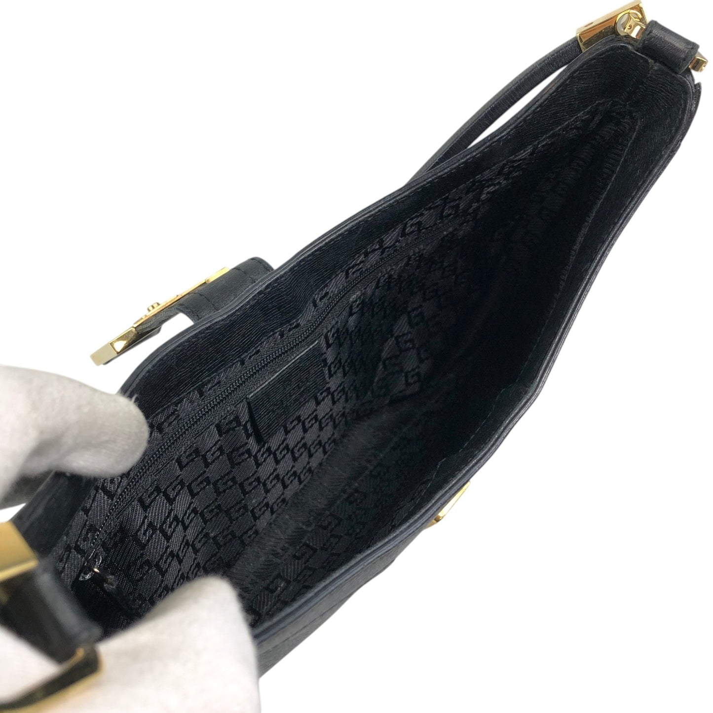 GUCCI G Motif Shoulder bag Black Vintage 3z62yh
