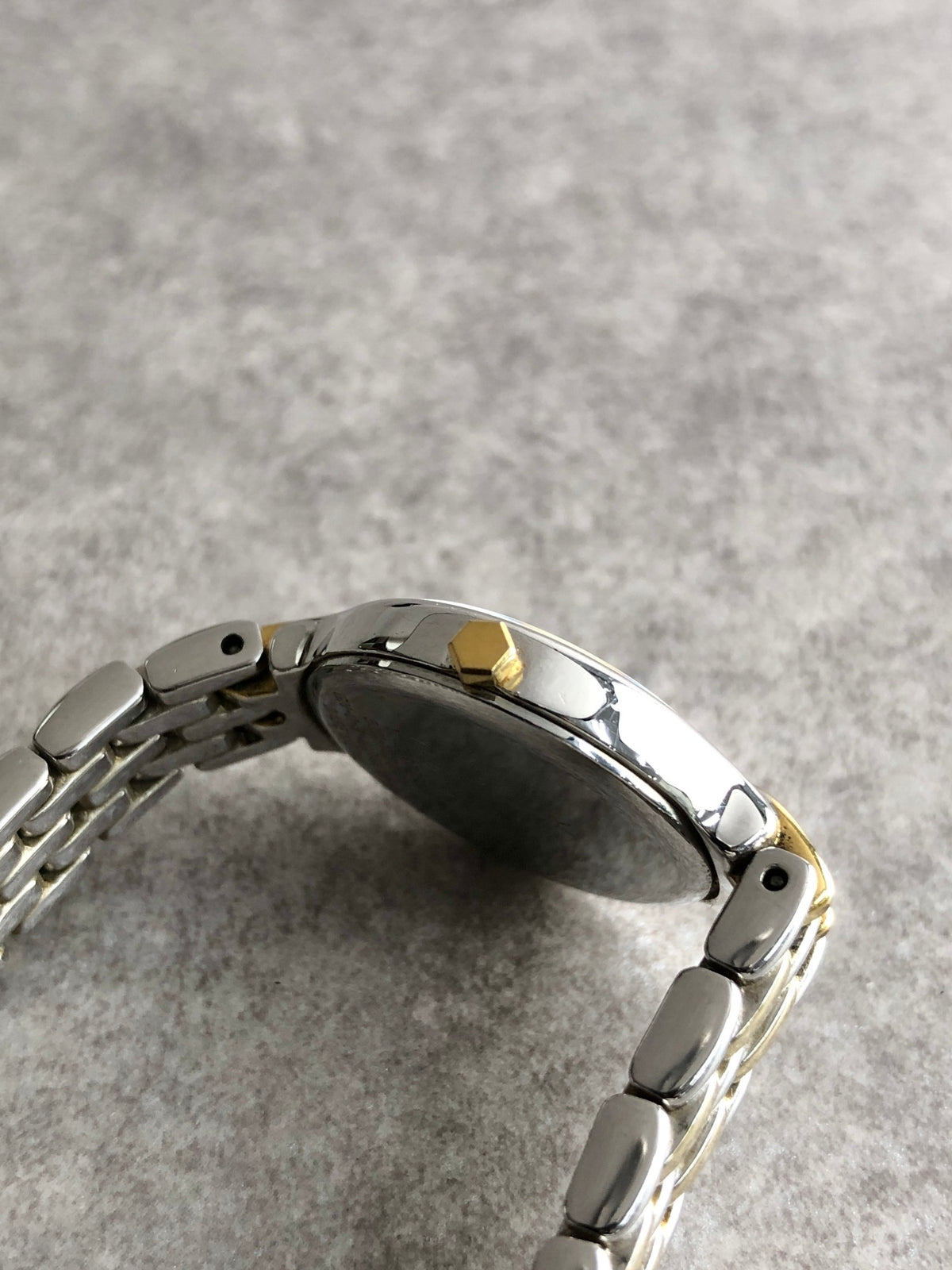 Yves Saint Laurent YSL Logo Quartz Watch Silver×White Vintage 5se247