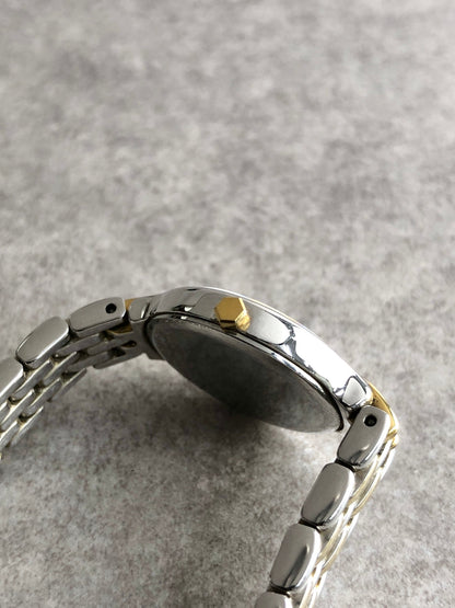 Yves Saint Laurent YSL Logo Quartz Watch Silver×White Vintage 5se247