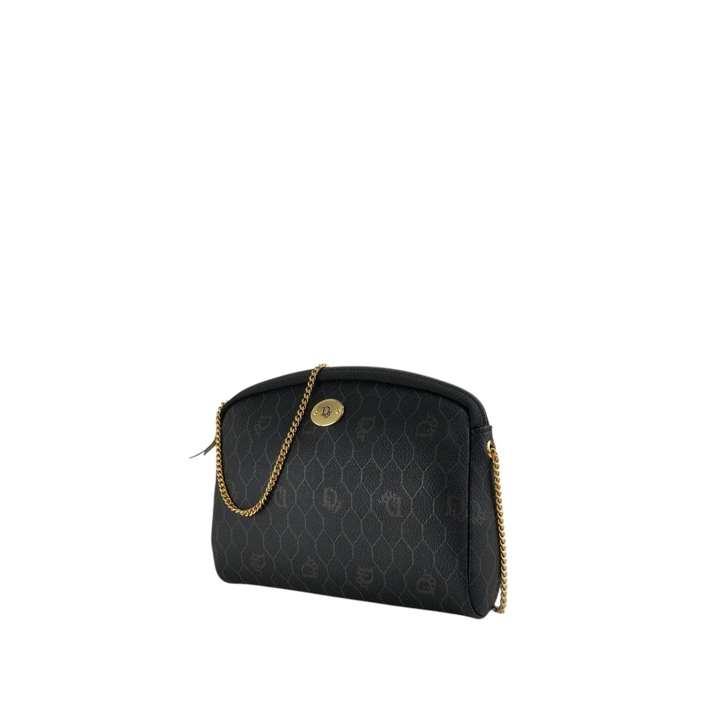 Christian Dior Honeycomb Pattern Chain Shoulder bag Black Vintage 3mnhcy