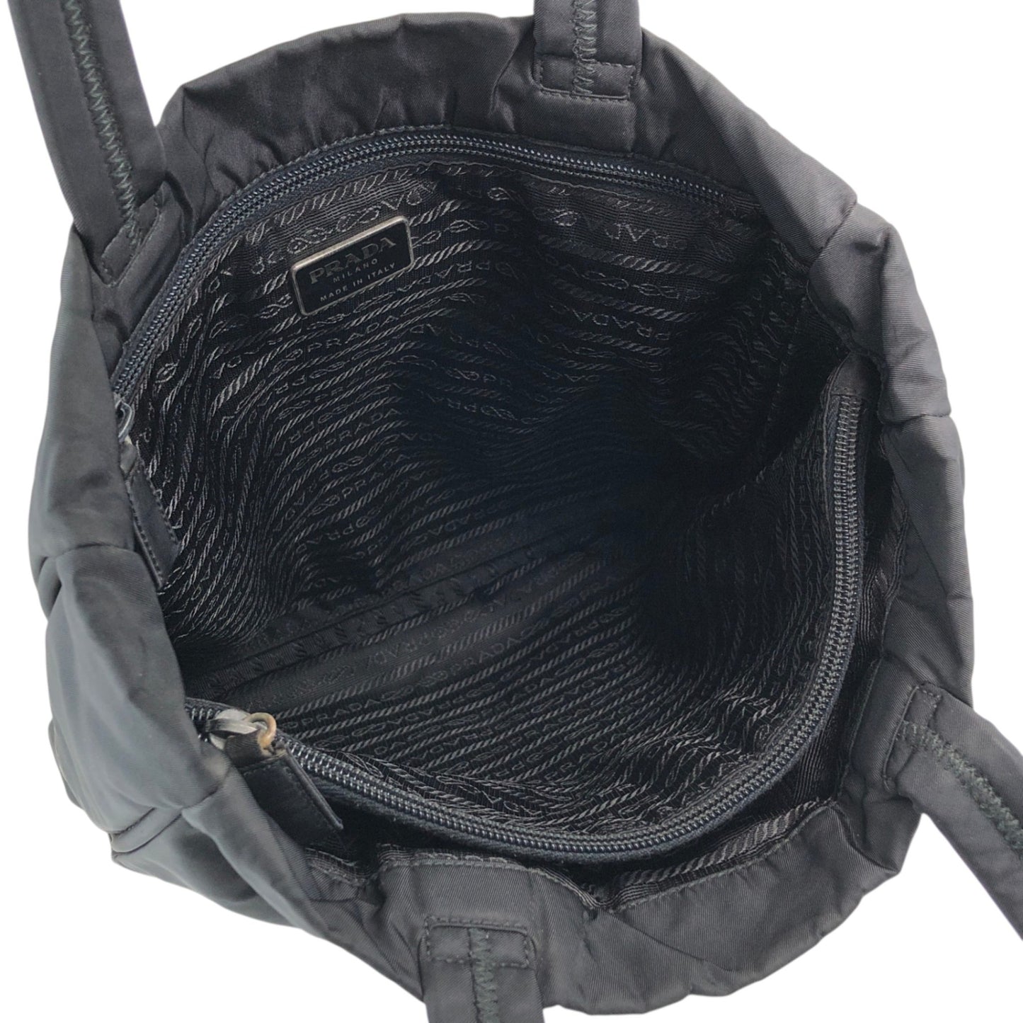 PRADA Tessuto Triangle Logo Handbag Totebag Black Vintage jsx3zw