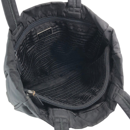 PRADA Tessuto Triangle Logo Handbag Totebag Black Vintage jsx3zw