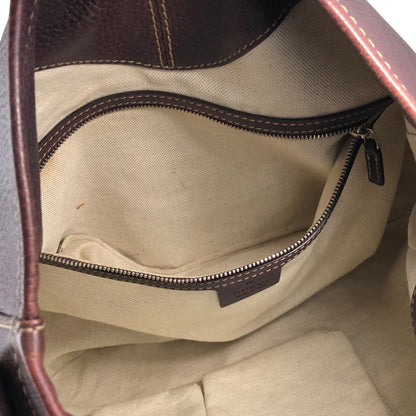 GUCCI Logo Embossed Shoulder bag Brown Vintage 8svbt5