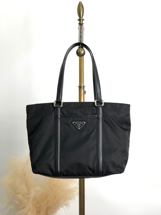 PRADA Triangle Logo Totebag Black Vintage cycgcb