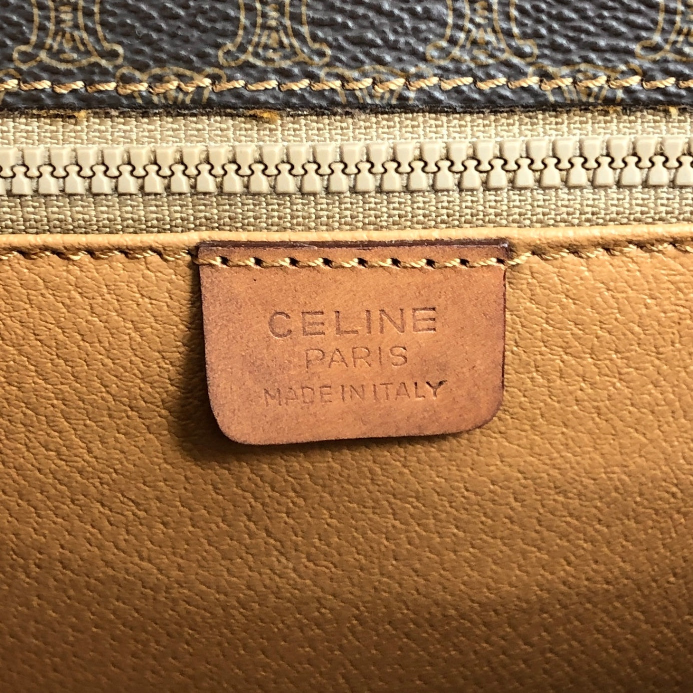 CELINE Macadam Front Buckle Shoulder bag Brown Vintage cabjde