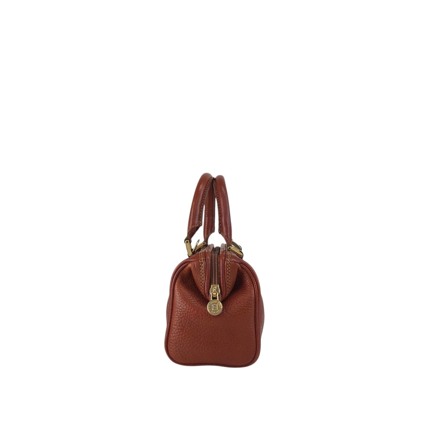 FENDI FF Logo Two-way Small Boston bag Shoulder bag Brown Vintage b23egd