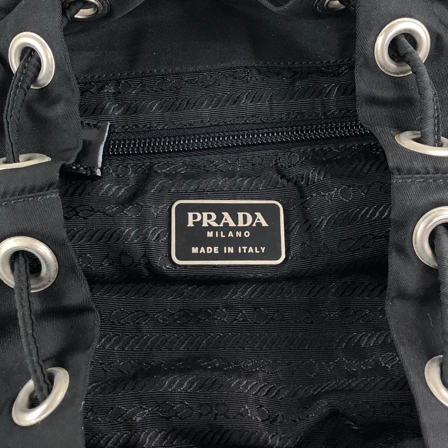 PRADA Tessuto Triangle Logo Double Pocket Backpack Black Vintage msvumv