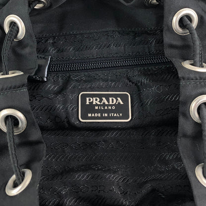 PRADA Tessuto Triangle Logo Double Pocket Backpack Black Vintage msvumv