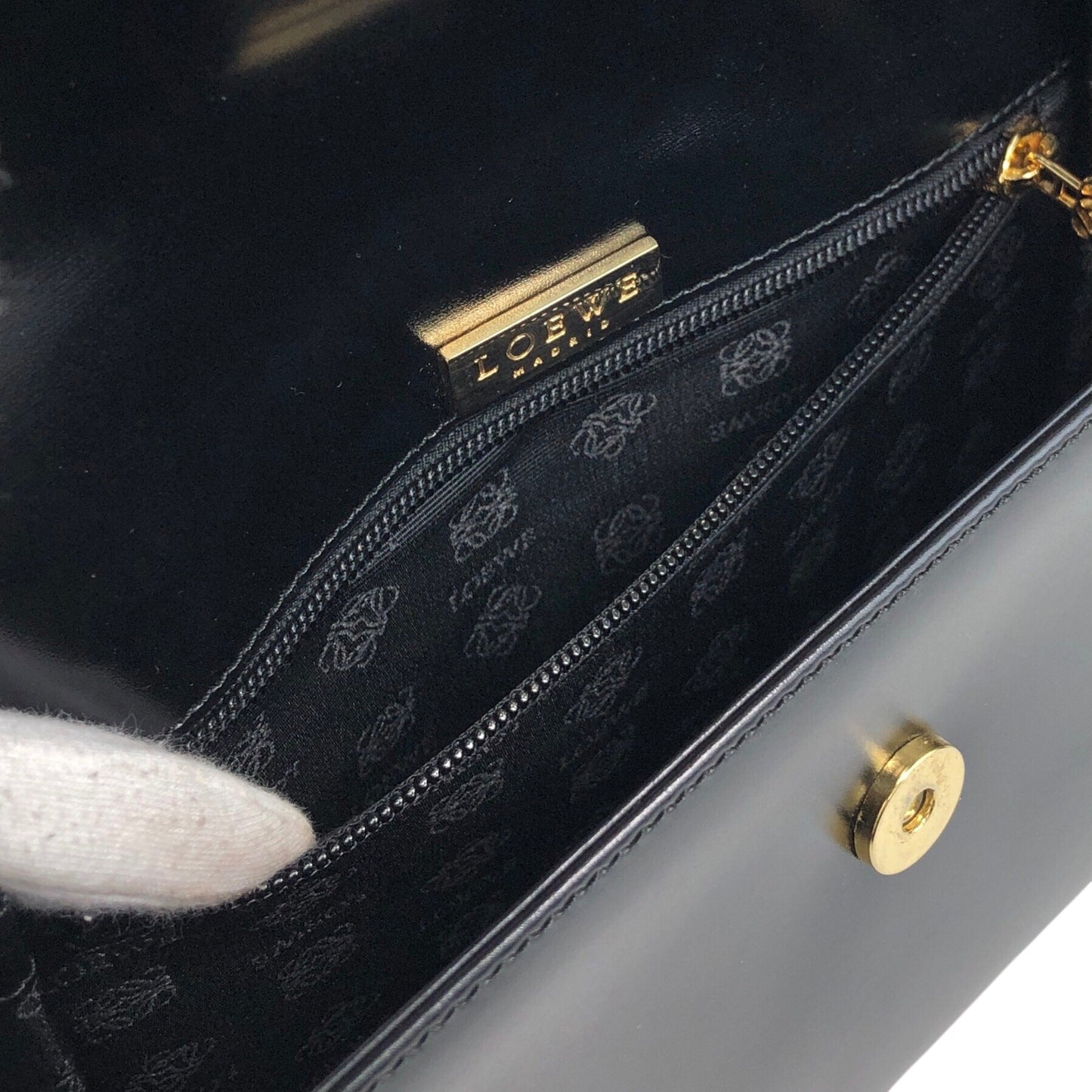 LOEWE Logo Shoulder bag Black Vintage unjut8