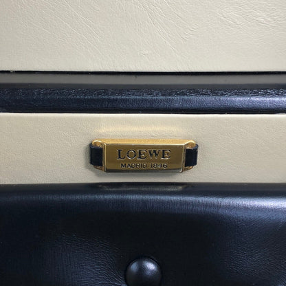 LOEWE Logo Front Lock Small Handbag Vanity bag Black Vintage ttbuhr