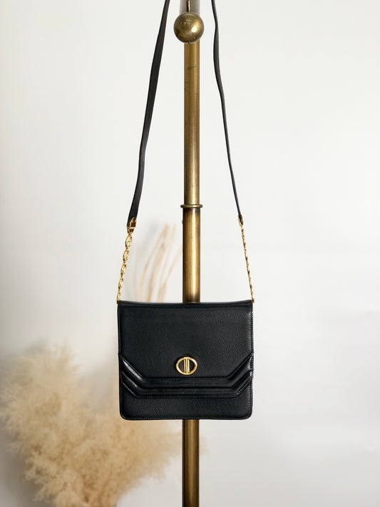 Christian Dior CD Logo Chain Shoulder bag Black Vintage m5evcd