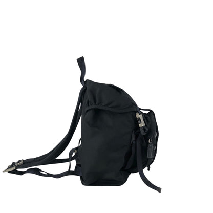 PRADA Tessuto Triangle Logo Front Buckle Backpack Black Vintage 2mkph6