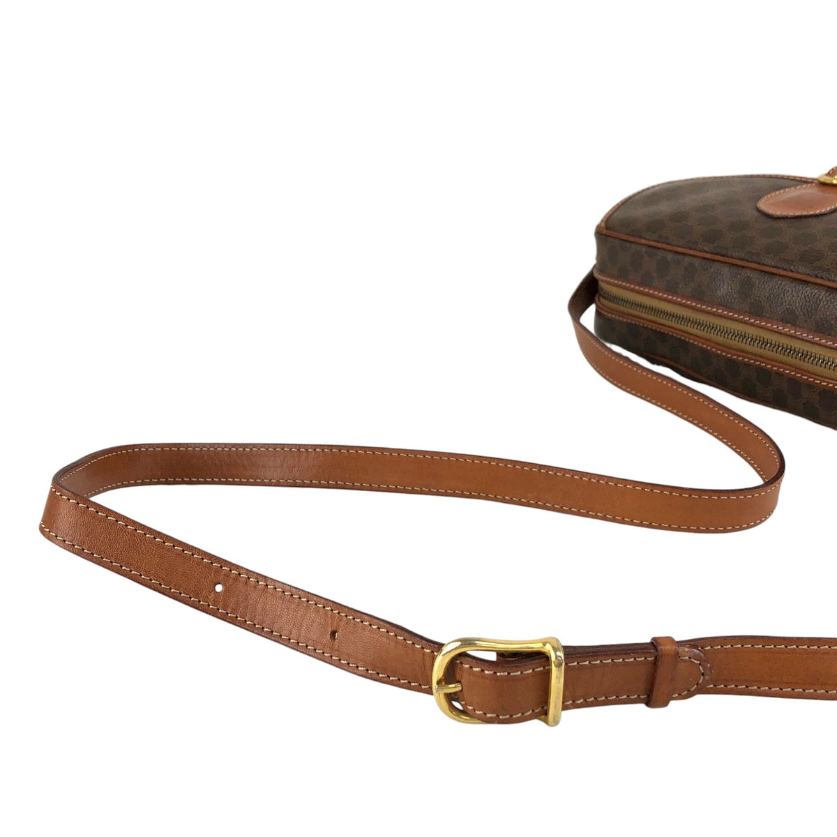 CELINE Macadam Blason Front Buckle Shoulder bag Brown Vintage n75n6t