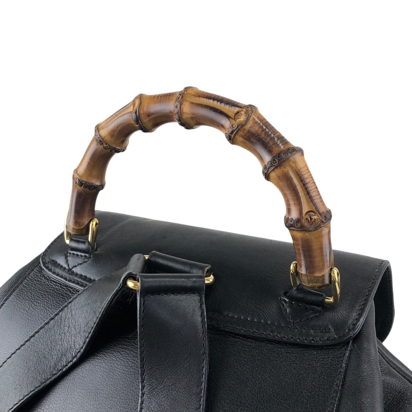 GUCCI Bamboo Backpack Black Vintage 38shhu