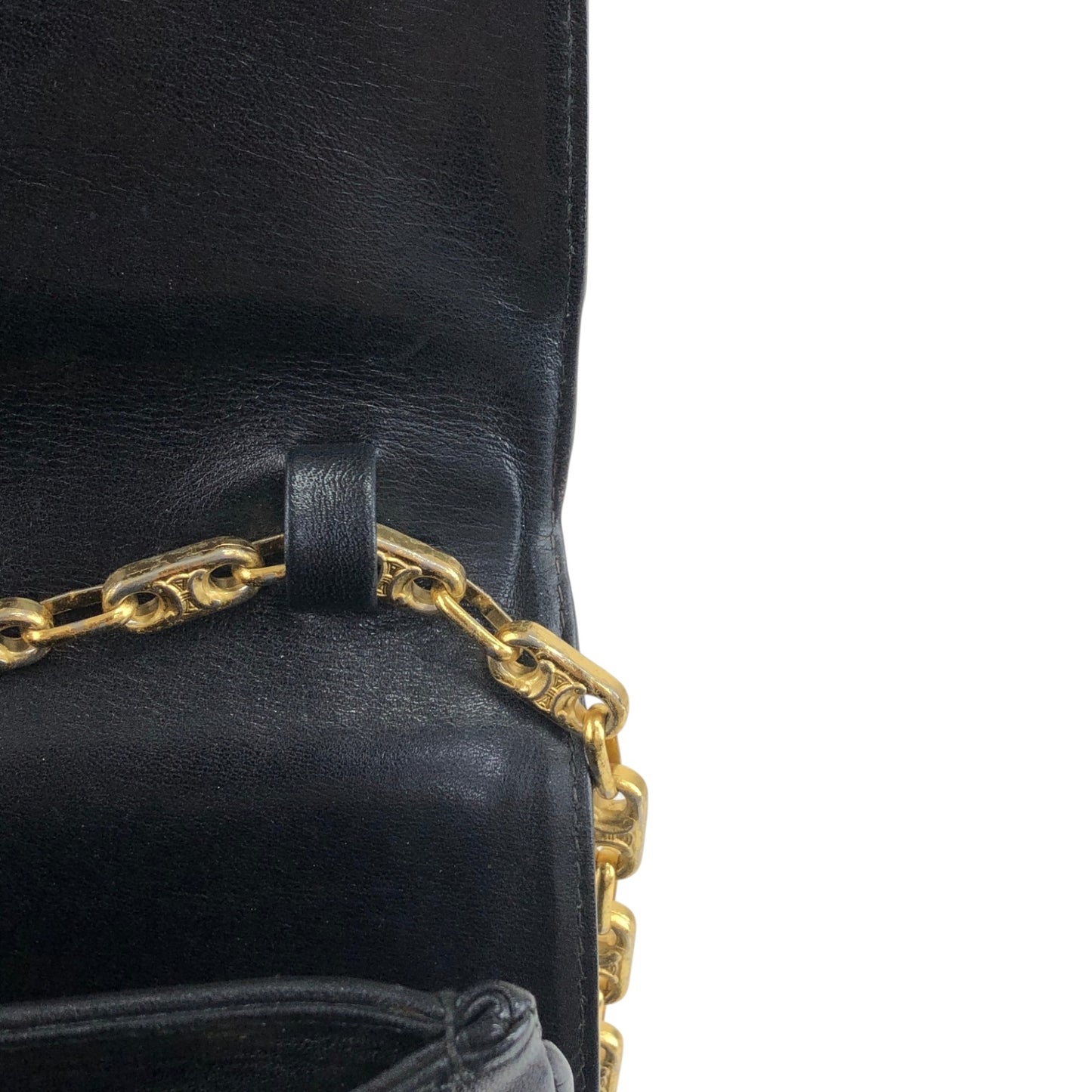 CELINE Blason Horse Bit Chain Shoulder bag Black Vintage zstzja