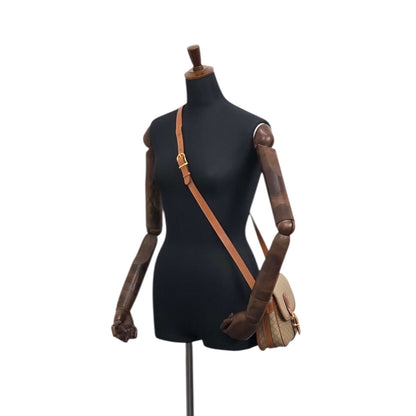 CELINE Macadam Front Buckle  Shoulder bag Beige Vintage nnbcwv