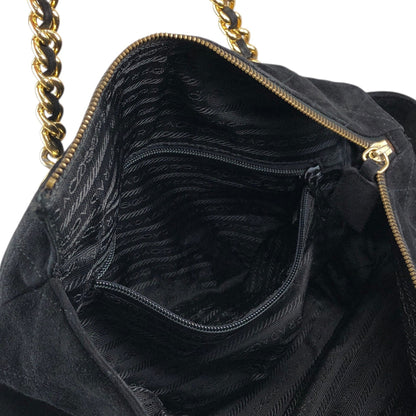 PRADA Triangle Logo Chain Shoulder bag Black Vintage t7p4ej