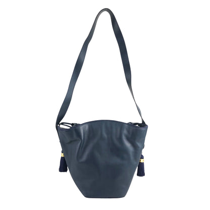 Christian Dior CD Logo Tassel Drawstring Shoulder bag Navy Vintage vzaky4