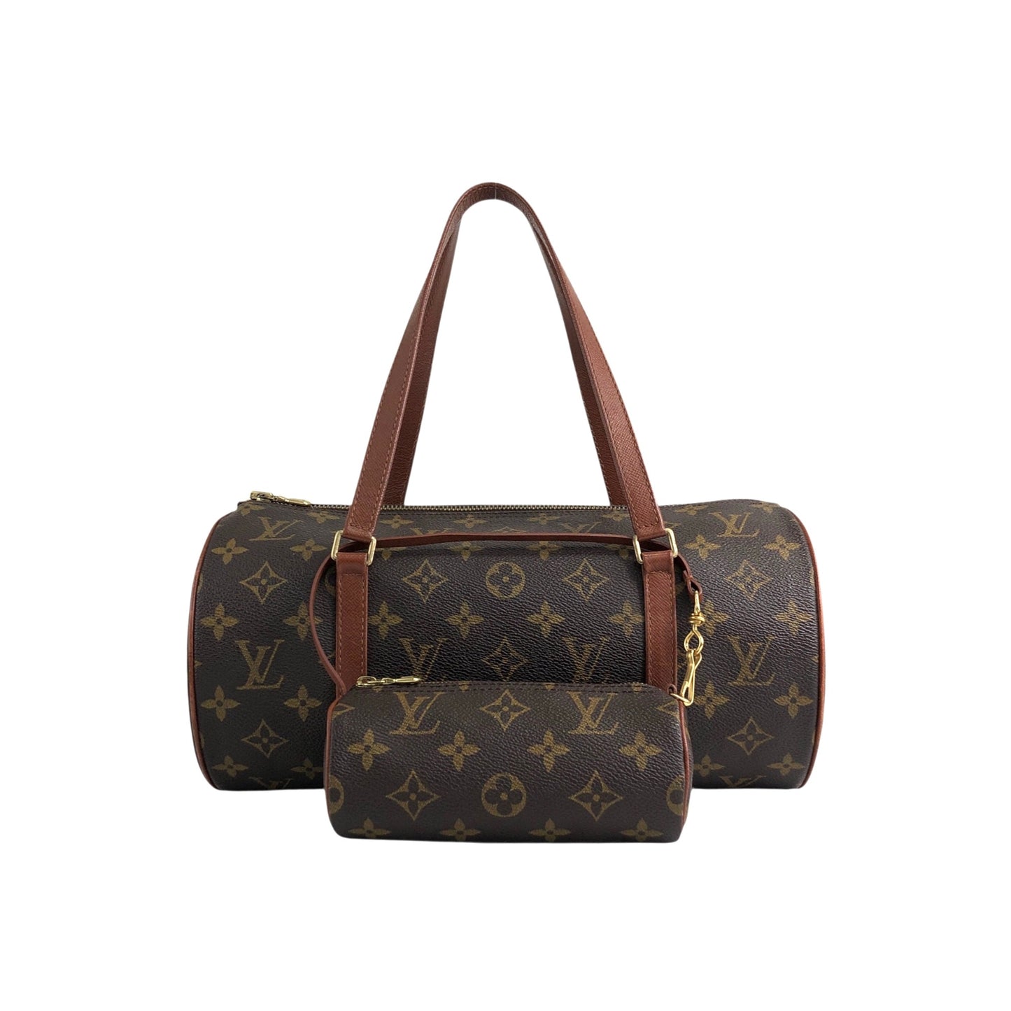 LOUIS VUITTON Monogram Handbag Pouch Brown Vintage 537a4y