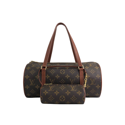 LOUIS VUITTON Monogram Handbag Pouch Brown Vintage 537a4y